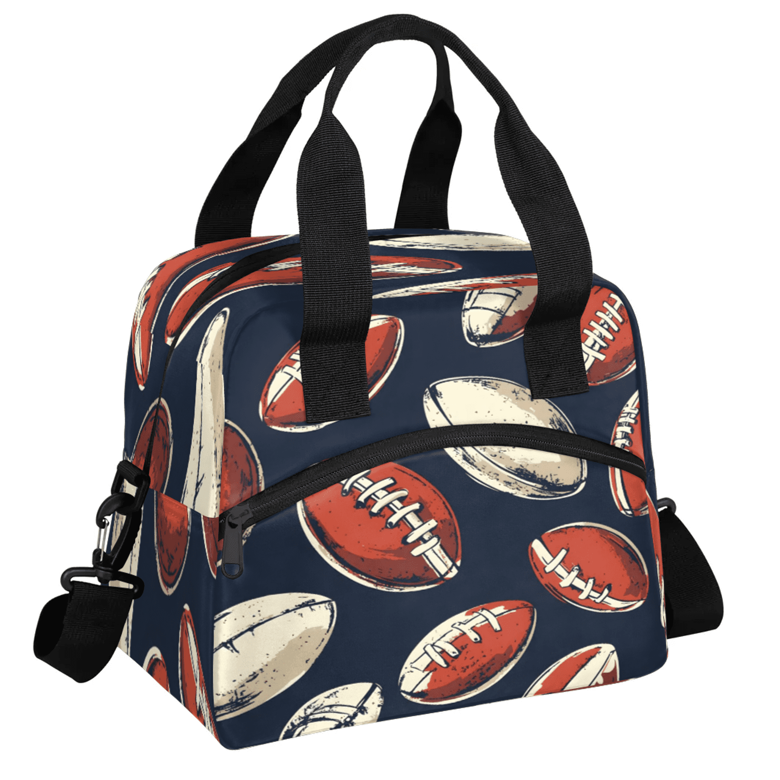 Herdesigns Football Lunch Bag for Women Men Adult, Sports Large Insulated Reusable Lunch Box Leakproof Portable Cooler Tote Bags for Work Picnic Beach