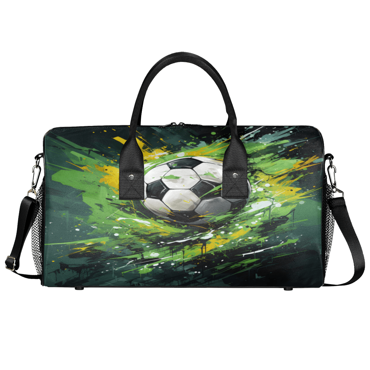 Herdesigns Football Soccer Gym Bag for Women Men, Travel Duffle Bag Lightweight Waterproof Carry on Weekender Overnight Tote for Dance Cheer Sport, Sports
