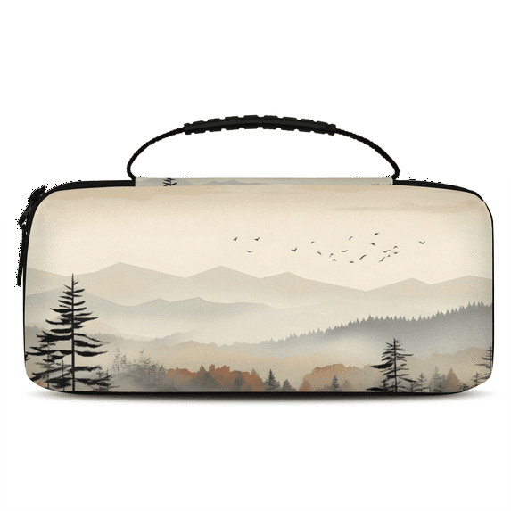 Herdesigns Forest Carry Case Compatible with Nintendo Switch 2, with 20 Game Card Slots, Watercolor Misty Forest Portable Travel Carrying Case Pouch for Accessories & Games