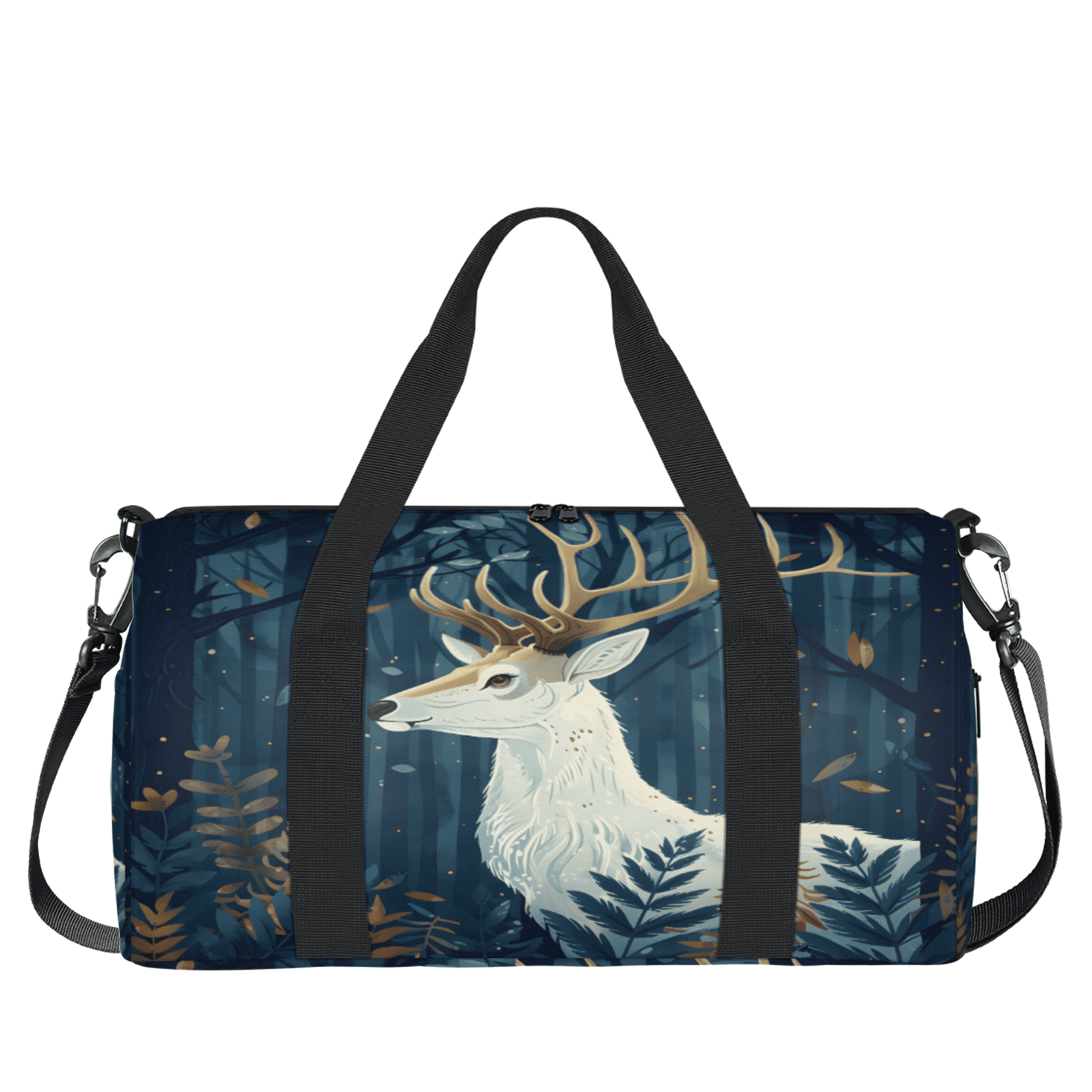 Herdesigns Forest Deer Gym Bag for Women, Duffle Bag for Travel Sport, Lightweight Waterproof Carry on Weekender Overnight Dance Yoga Workout Bags