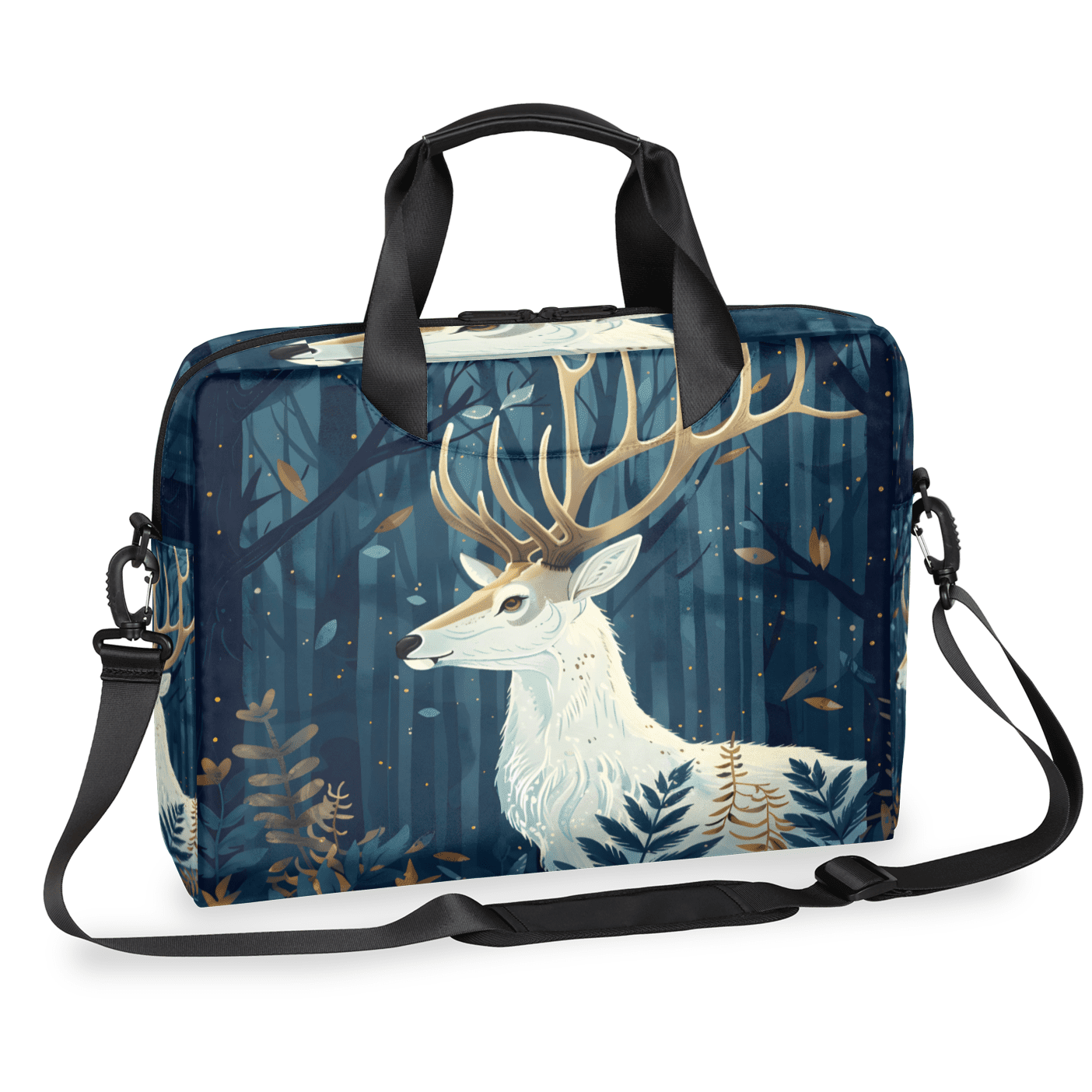 Herdesigns Forest Deer Laptop Bag for Women Men, Computer Case Briefcase Messenger Bags, 15-15.6 inch Laptop Sleeve Shoulder Bag