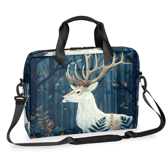 Herdesigns Forest Deer Laptop Bag for Women Men, Computer Case Briefcase Messenger Bags, 15-15.6 inch Laptop Sleeve Shoulder Bag