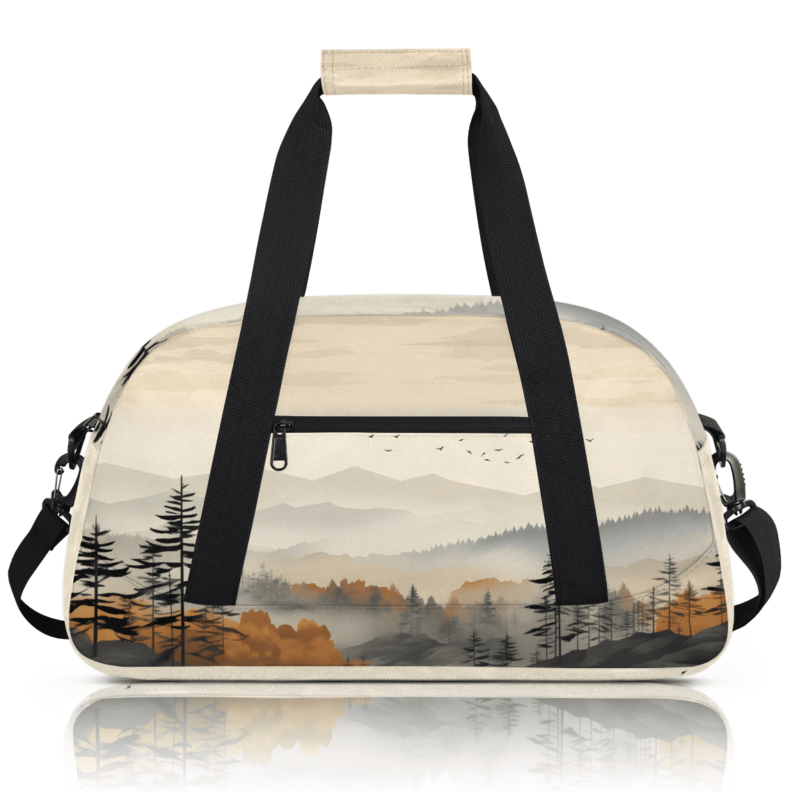 Herdesigns Forest Sports Duffle Bag for Women & Men, Watercolor Misty Forest Gym Bag Dance Bag Overnight Bag Carry On Weekender Travel Bag