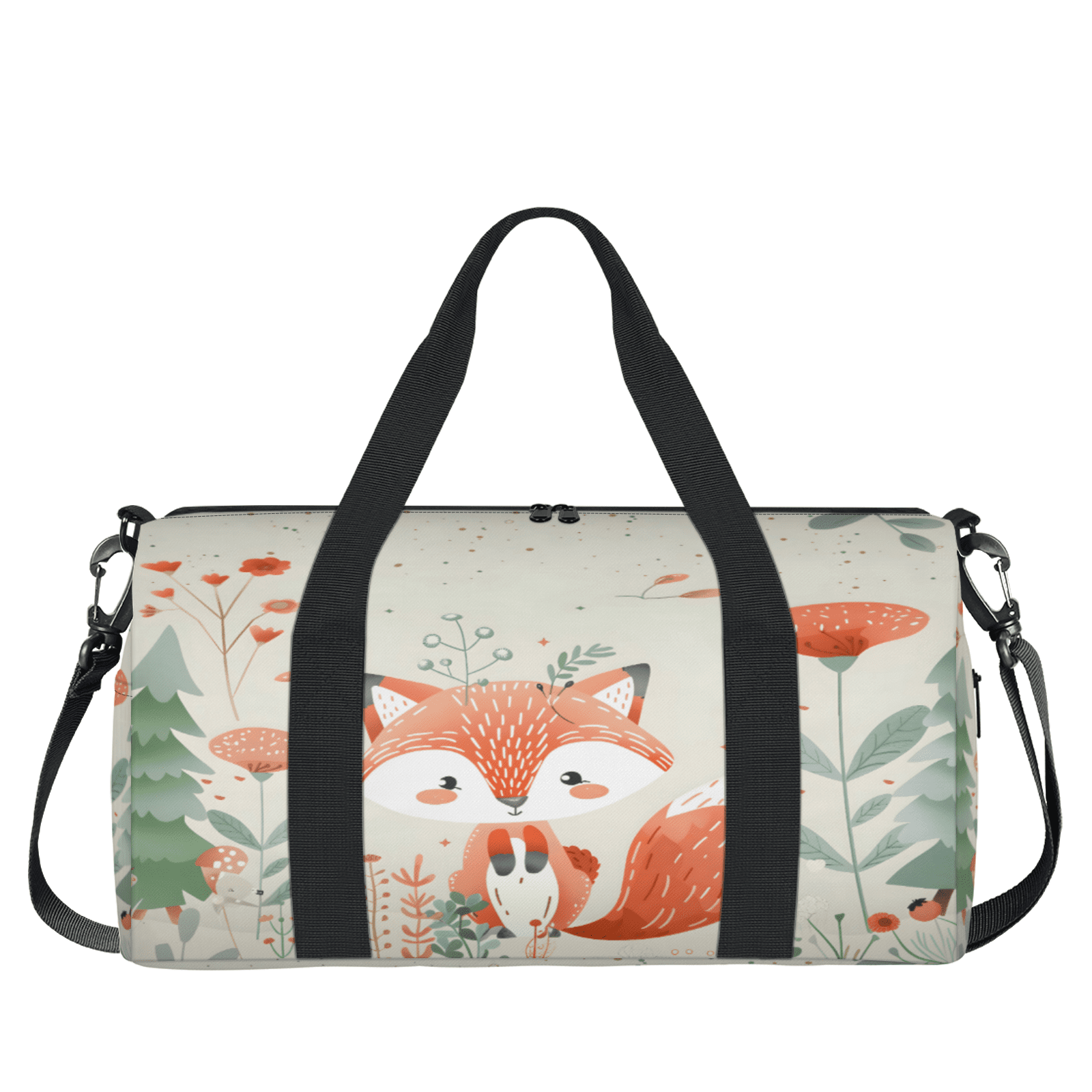 Herdesigns Fox Animals Cute Wildlife Gym Bag for Women, Duffle Bag for Travel Sport, Lightweight Waterproof Carry on Weekender Overnight Dance Yoga Workout Bags