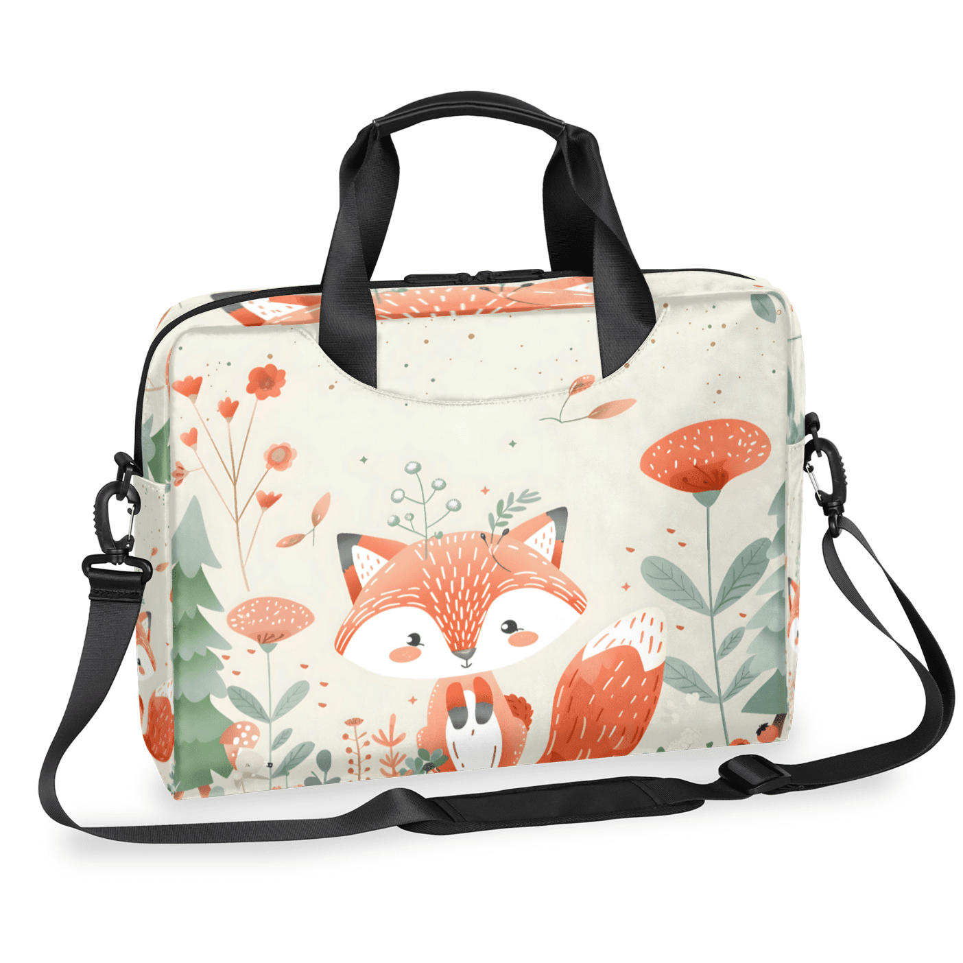 Herdesigns Fox Animals Cute Wildlife Laptop Bag for Women Men, Computer Case Briefcase Messenger Bags, 15-15.6 inch Laptop Sleeve Shoulder Bag