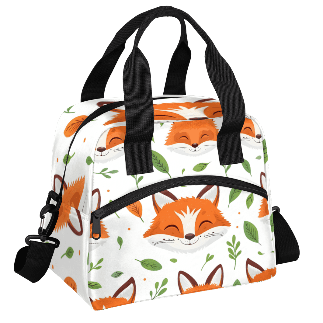 Herdesigns Fox Insulated Lunch Bag for Women Men Adults Large Reusable Lunch Box Cute Fox Wildlife Leakproof Cooler Tote Bags with Adjustable Shoulder Strap