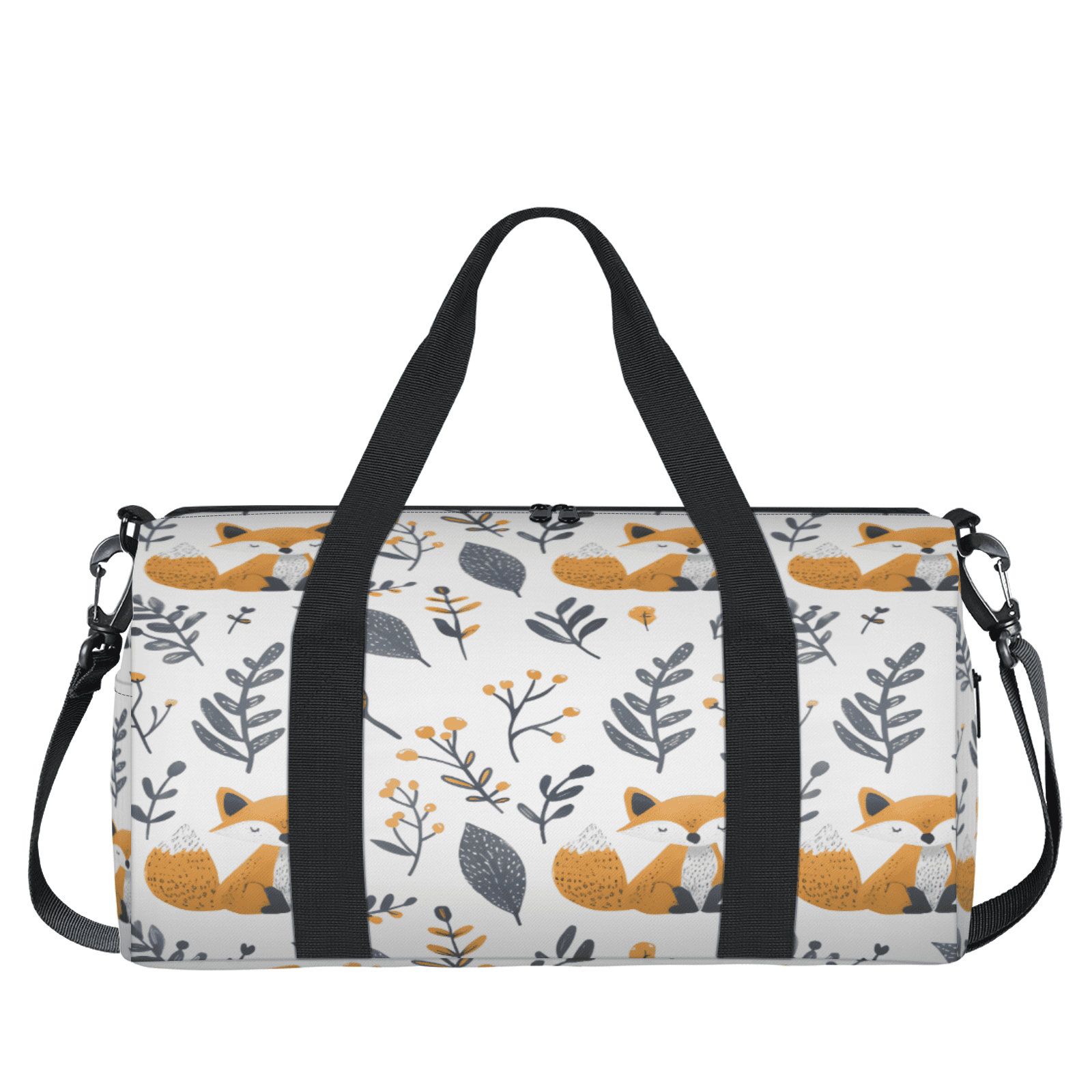 Herdesigns Fox Travel Duffle Bag Sports Yoga Weekender Overnight Carry on Workout Bags Lightweight Waterproof Gym Tote Bag for Women Wildlife
