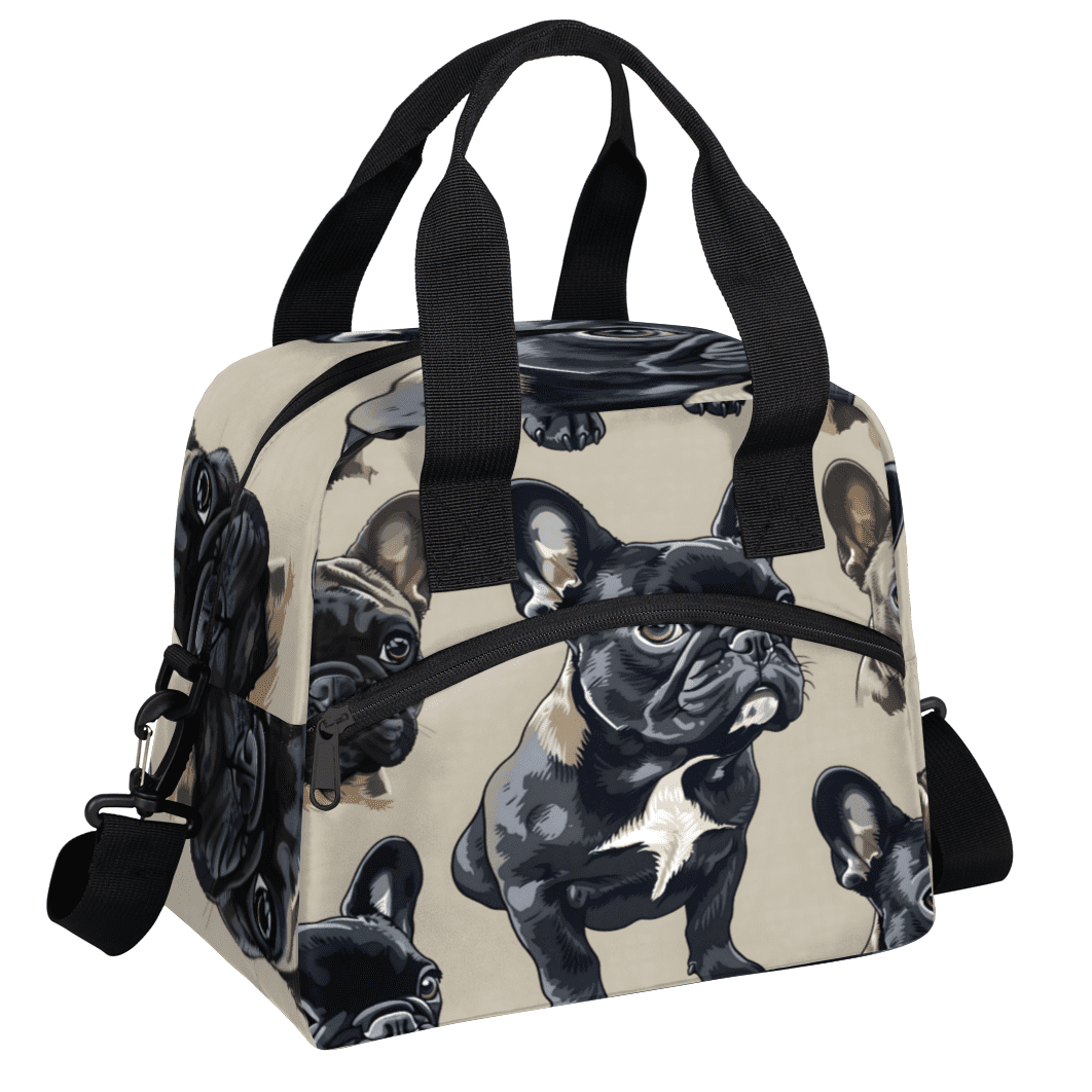 Herdesigns French Bulldog Insulated Lunch Bag for Women Men Adults Large Reusable Lunch Box Leakproof Portable Cooler Tote Bags with Adjustable Shoulder Strap