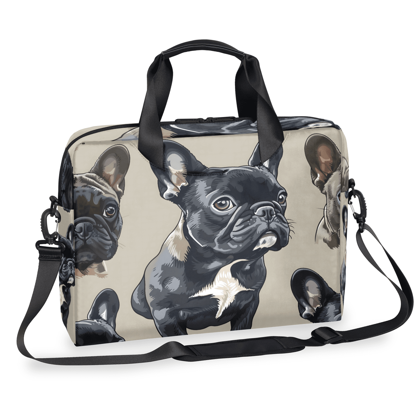 Herdesigns French Bulldog Laptop Bag for Women Men, Computer Case Briefcase Messenger Bags, 15-15.6 inch Laptop Sleeve Shoulder Bag