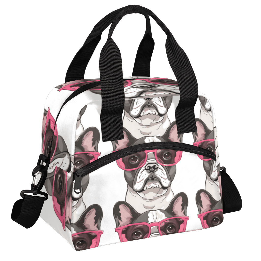 Herdesigns French Bulldogs Dog Insulated Lunch Bag for Women Men Adults Large Reusable Lunch Box Leakproof Portable Cooler Tote Bags with Adjustable Shoulder Strap