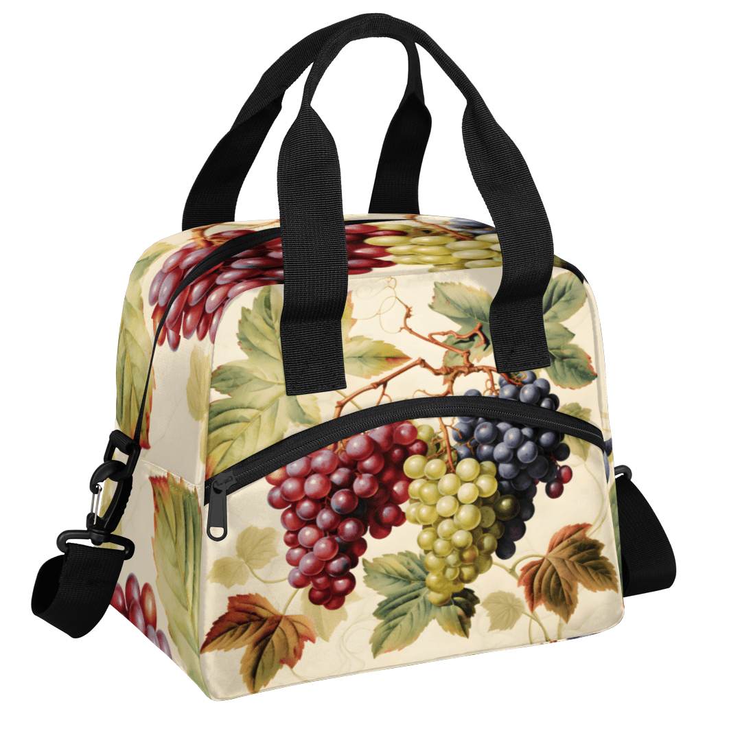 Herdesigns Fruit Insulated Lunch Bag for Women Men Adults Large Reusable Lunch Box Grapes Leakproof Cooler Tote Bags with Adjustable Shoulder Strap