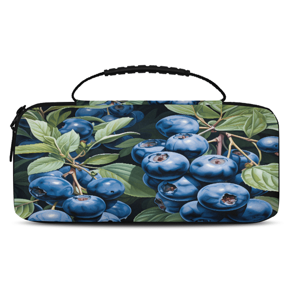 Herdesigns Fruit Printing Carry Case Compatible with Nintendo Switch 2, with 20 Game Card Slots, Blueberry Leaves Portable Travel Carrying Case Pouch for Accessories & Games