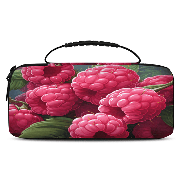 Herdesigns Fruits Carry Case Compatible with Nintendo Switch 2017 & Oled 2021, with 20 Game Card Slots, Raspberries Portable Travel Carrying Case Pouch for Accessories & Games