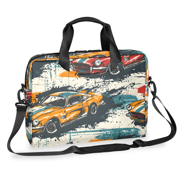 Herdesigns Funny Car Laptop Bag for Women Men, Computer Case Briefcase Messenger Bags, 15-15.6 inch Laptop Sleeve Shoulder Bag