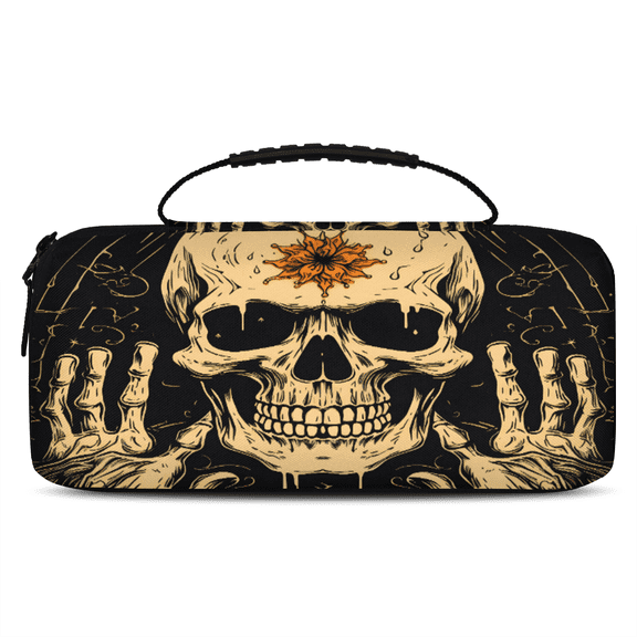 Herdesigns Funny Carry Case Compatible with Nintendo Switch 2017 & Oled 2021, with 20 Game Card Slots, Gothic Skull Portable Travel Carrying Case Pouch for Accessories & Games