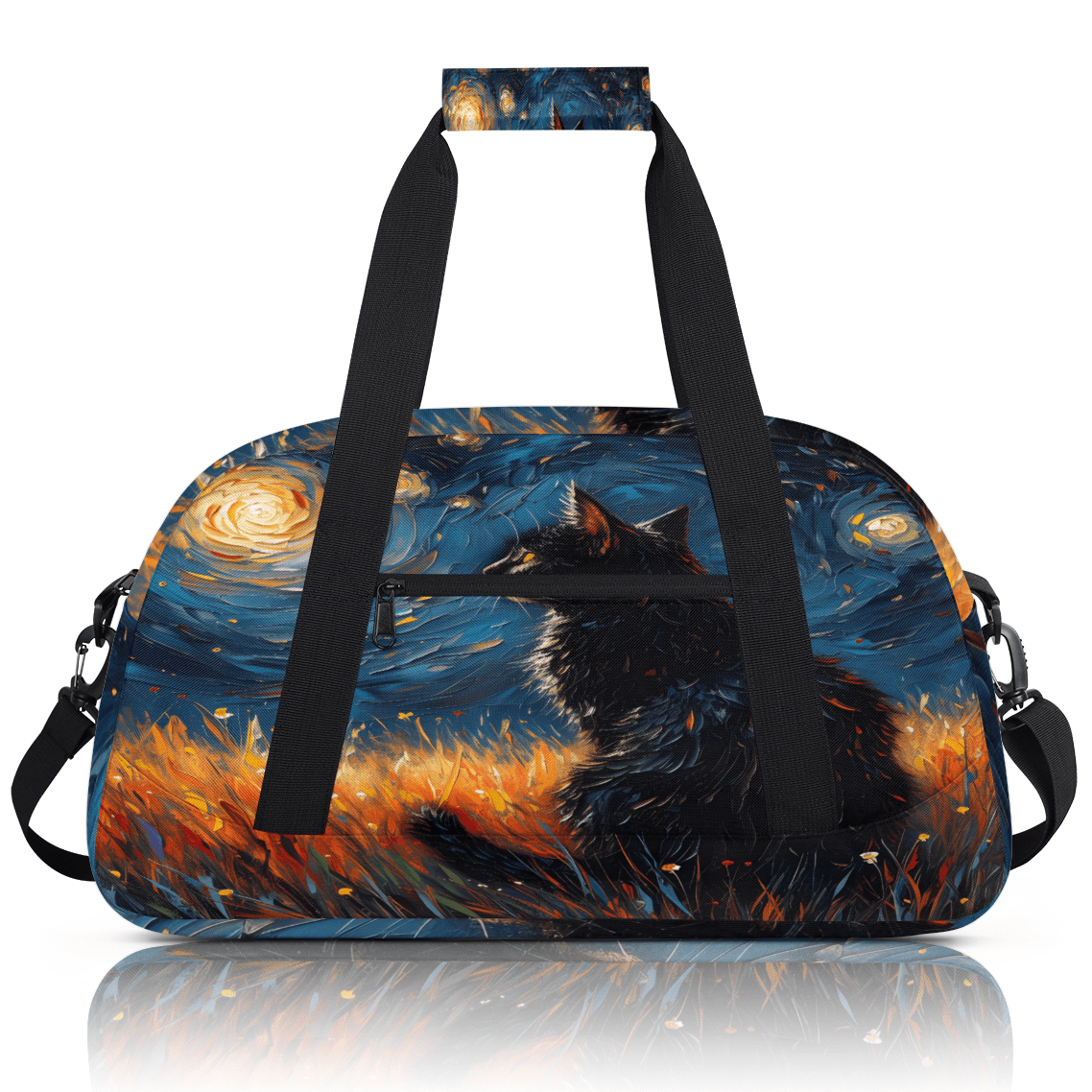 Herdesigns Funny Cat Sports Duffle Bag for Women & Men, Unique Cat Gym Bag Dance Bag Overnight Bag Carry On Weekender Travel Bag
