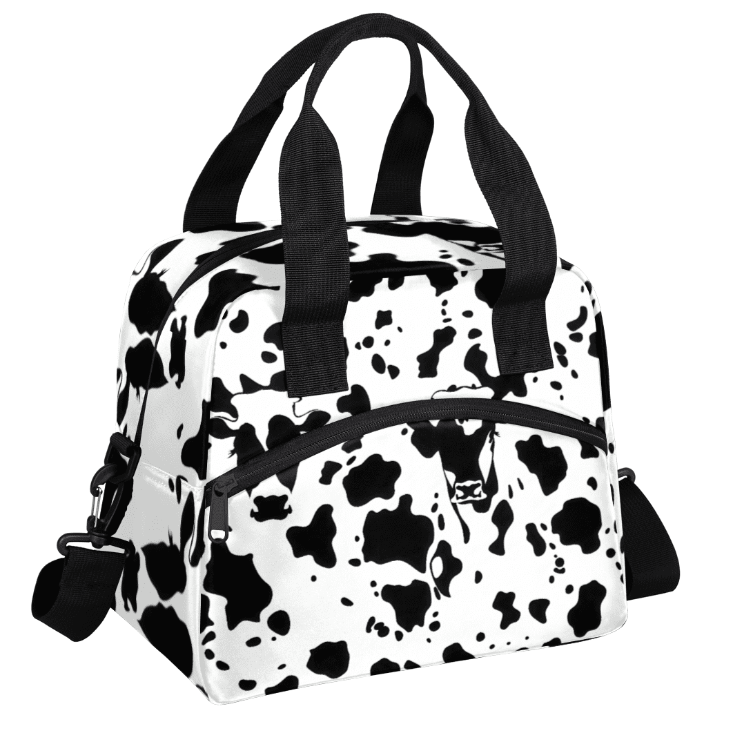 Herdesigns Funny Cow Print Insulated Lunch Bag for Women Men Adults Large Reusable Lunch Box Leakproof Portable Cooler Tote Bags with Adjustable Shoulder Strap