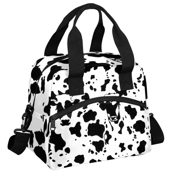 Herdesigns Funny Cow Print Insulated Lunch Bag for Women Men Adults Large Reusable Lunch Box Leakproof Portable Cooler Tote Bags with Adjustable Shoulder Strap
