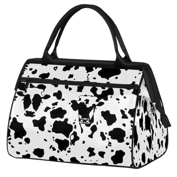 Herdesigns Funny Cow Print Travel Duffle Bag for Women Men, Waterproof Weekender Carry On Bag, Sport Gym Overnight Tote Hospital Personal Item Bag