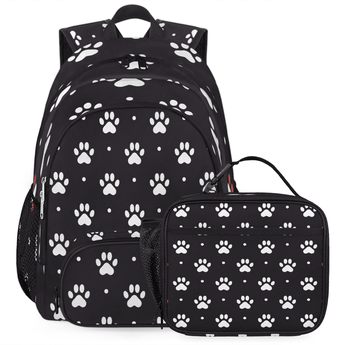 Herdesigns Funny Dog Paw Print Backpack with Lunch Box Dog Footprint ...