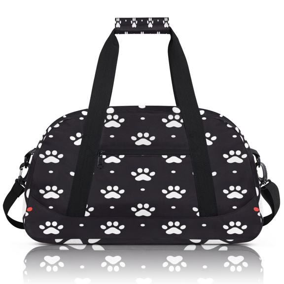 Herdesigns Funny Dog Paw Print Sports Duffle Bag for Women & Men, Dog Footprint Gym Bag Dance Bag Overnight Bag Carry On Weekender Travel Bag