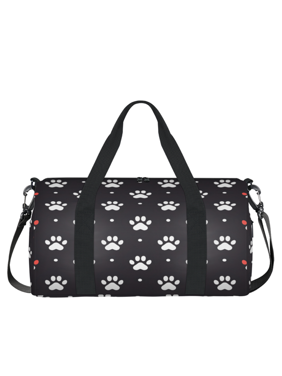 Funny Dog Paw Print Travel Duffle Bag Sports Yoga Weekender Overnight Carry on Workout Bags Lightweight Waterproof Gym Tote Bag for Women Dog Footprint