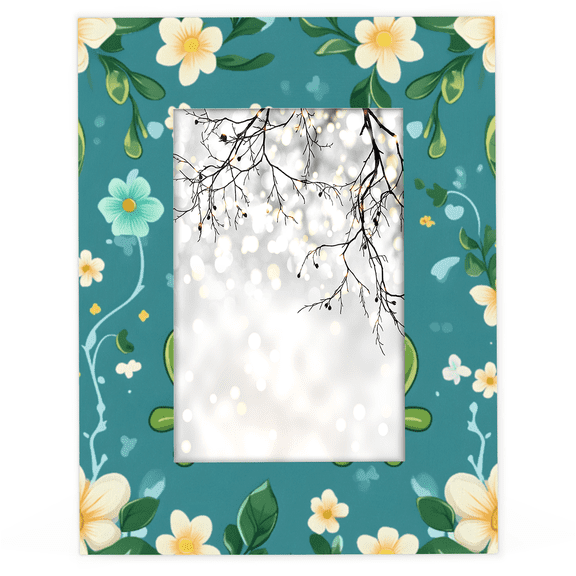 Herdesigns Funny Frog 4x6 Picture Frame Floral Wood Photo Frame Table Display or Wall Hanging Decoration for Vertical or Horizontal Display