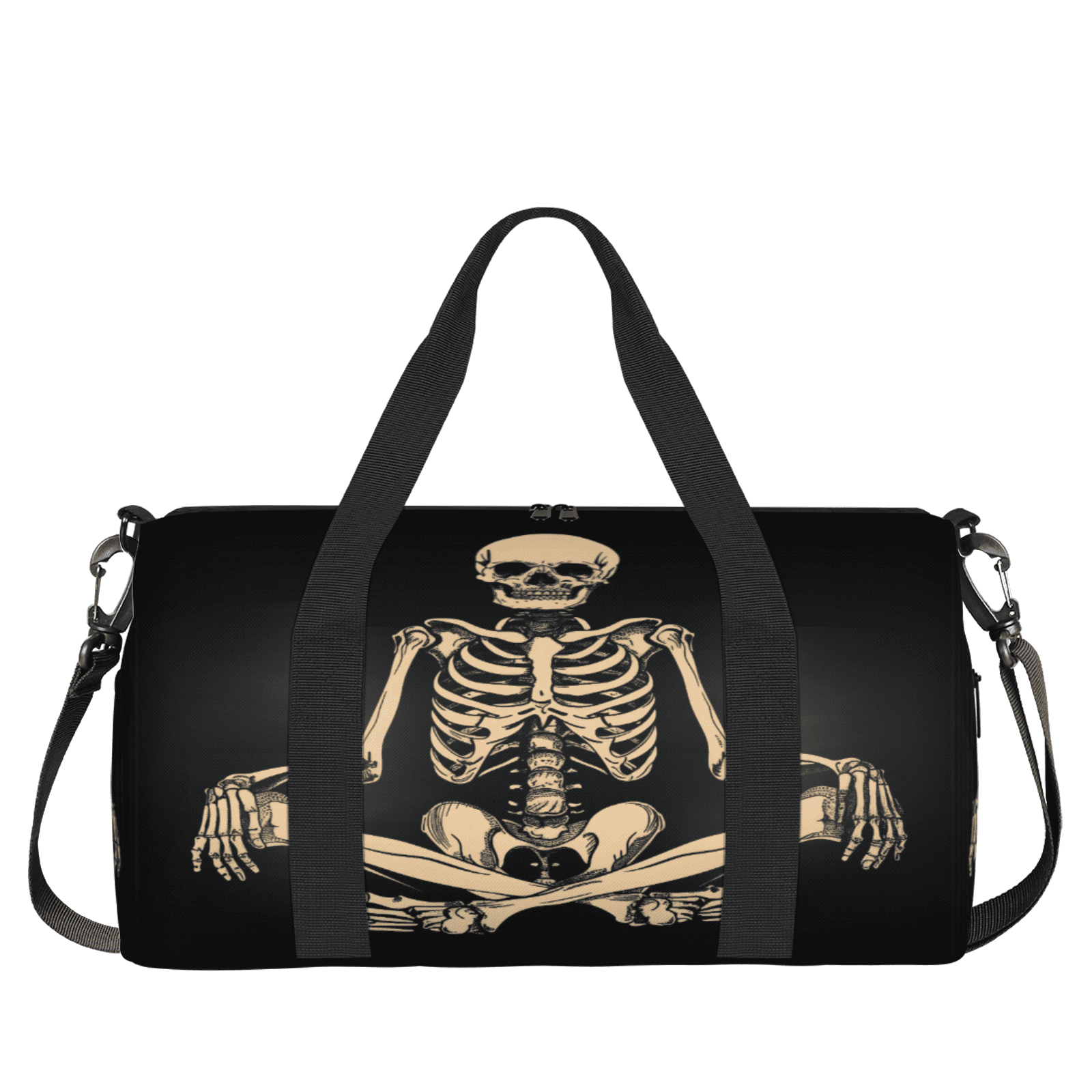 Herdesigns Funny Human Skeleton Skull Gym Bag for Women, Duffle Bag for Travel Sport, Lightweight Waterproof Carry on Weekender Overnight Dance Yoga Workout Bags