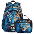 thumbnail image 1 of Herdesigns Funny Leopard Large Backpack Set with Lunch Box Lightweight Water Resistant Travel Laptop Backpacks Casual Daypacks for Women Men, 1 of 8