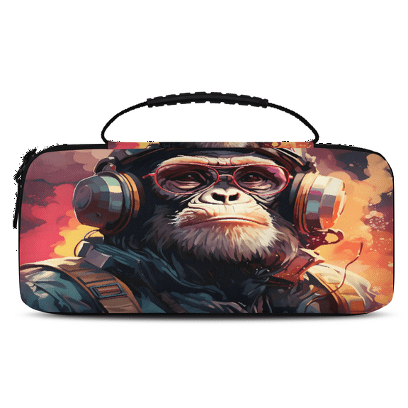 Herdesigns Funny Monkey Carrying Case for Nintendo Switch OLED Model 2021 & Switch 2017 with 20 Game Card Slots, Portable Travel Carry Case for Accessories and Console