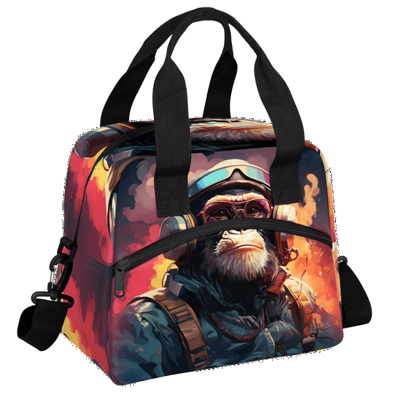 Herdesigns Funny Monkey Insulated Lunch Bag for Women Men Adults Large Reusable Lunch Box Leakproof Portable Cooler Tote Bags with Adjustable Shoulder Strap