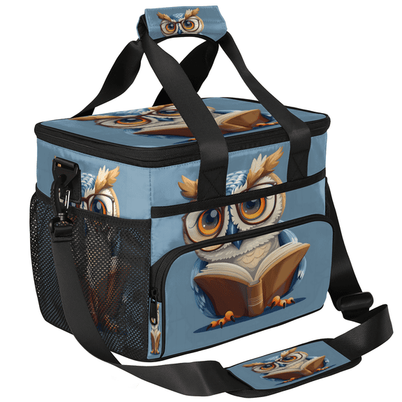 Herdesigns Funny Owl Large Lunch Box for Adults Women Men with Adjustable Shoulder Strap, Insulated Reusable Lunch Bag Leakproof Cooler Tote Bag