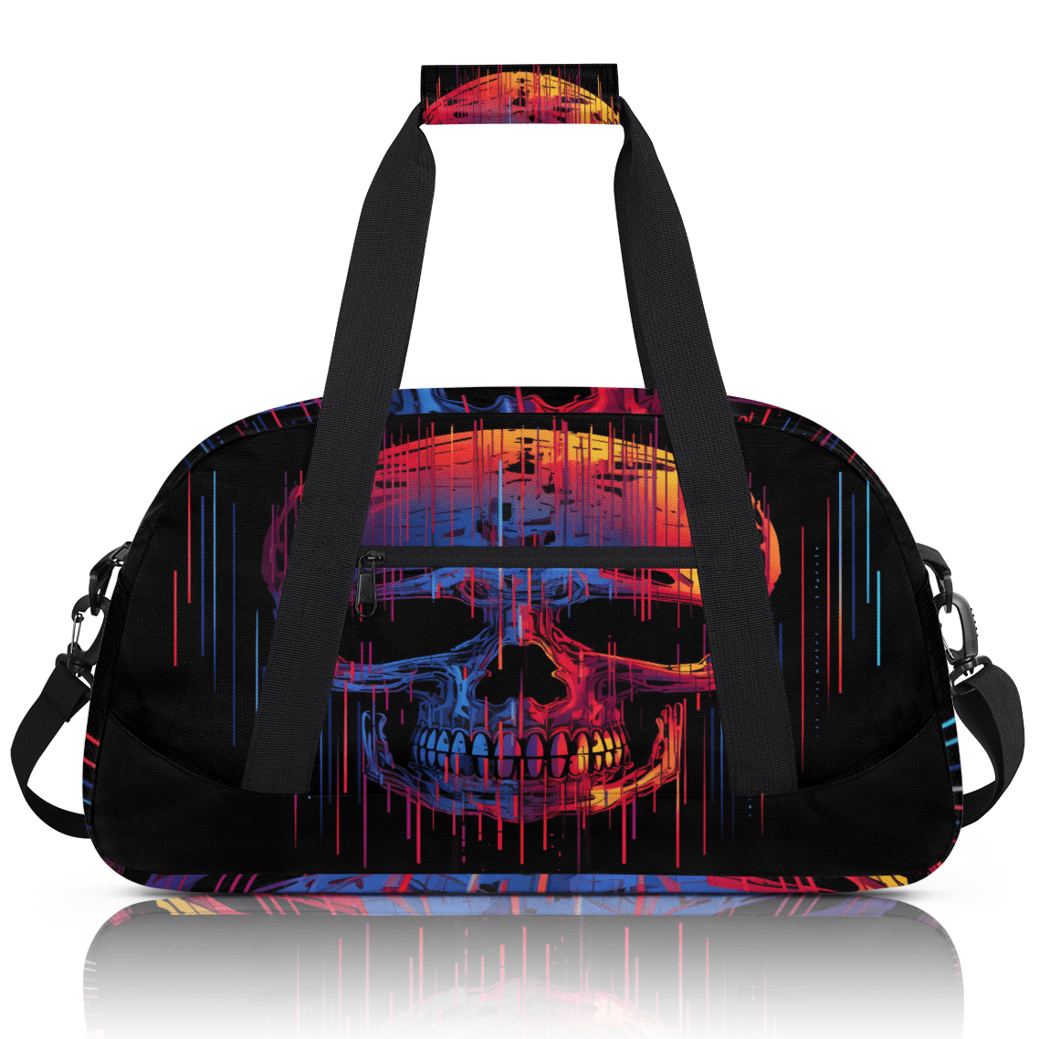 Herdesigns Funny Skull Skeleton Sports Duffle Bag for Women & Men, Gym Bag Dance Bag Overnight Bag Carry On Weekender Travel Bag