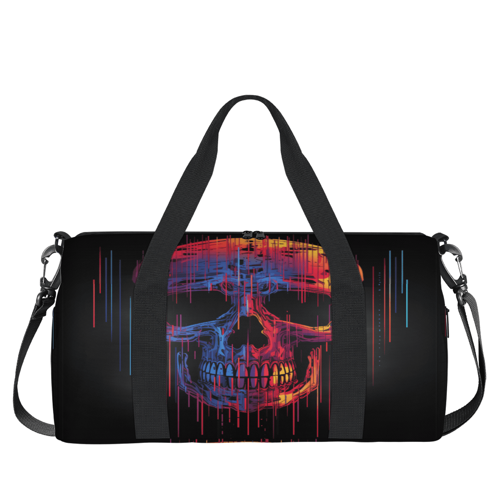Herdesigns Funny Skull Skeleton Travel Duffle Bag Sports Yoga Weekender Overnight Carry on Workout Bags Lightweight Waterproof Gym Tote Bag for Women