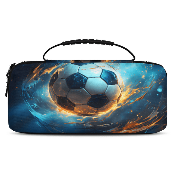 Herdesigns Funny Soccer Carrying Case for Nintendo Switch OLED Model 2021 & Switch 2017 with 20 Game Card Slots, Portable Travel Carry Case for Accessories and Console