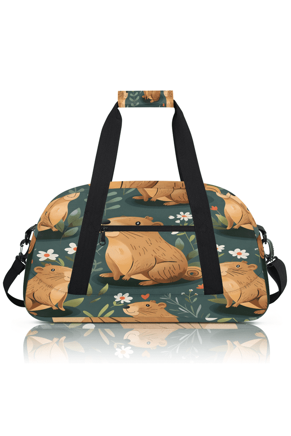 Funny Sports Duffle Bag for Women & Men, Capybara Gym Bag Dance Bag Overnight Bag Carry On Weekender Travel Bag