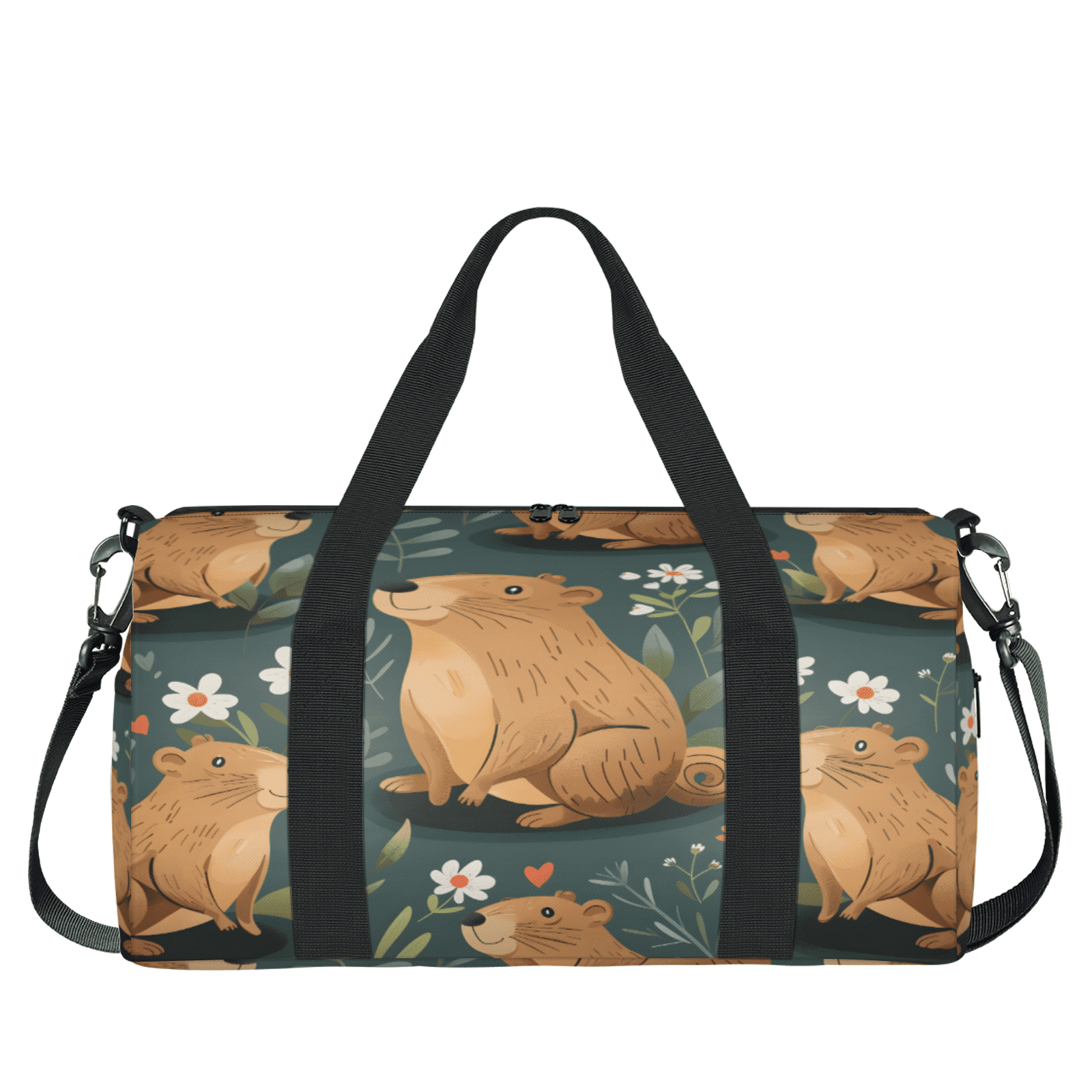 Herdesigns Funny Travel Duffle Bag Sports Yoga Weekender Overnight Carry on Workout Bags Lightweight Waterproof Gym Tote Bag for Women Capybara