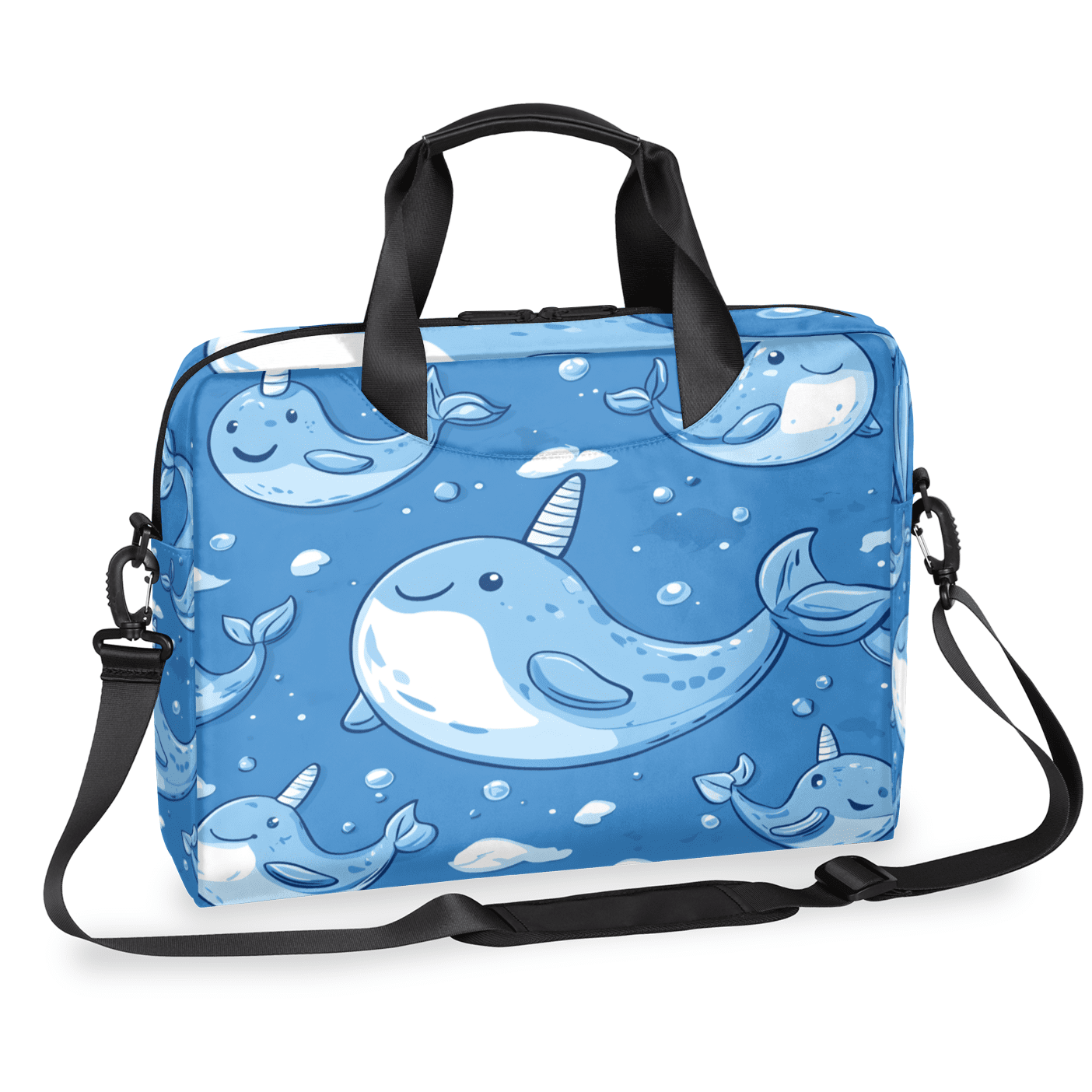 Herdesigns Funny Whale Laptop Bag for Women Men, Computer Case Briefcase Messenger Bags, 15-15.6 inch Laptop Sleeve Shoulder Bag