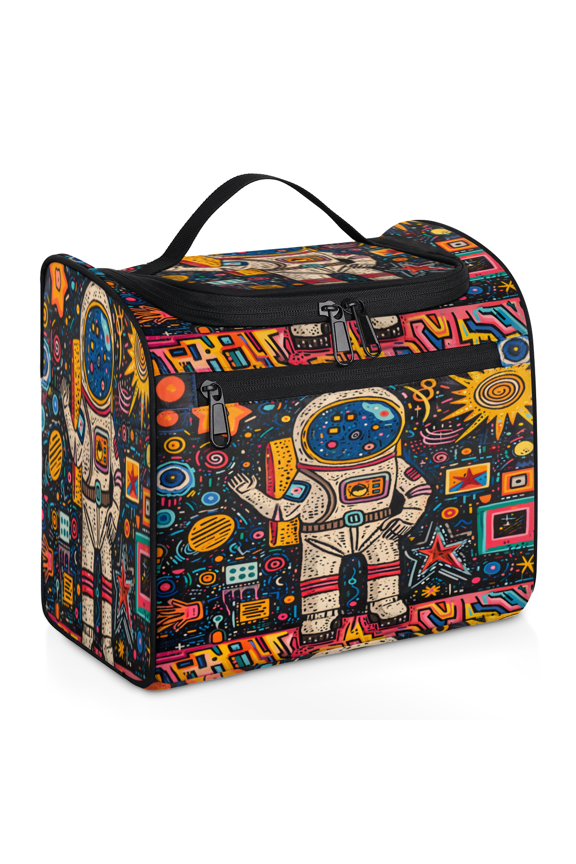 Galaxy Astronaut Hanging Toiletry Bag for Women, Space Astronaut Waterproof Makeup Organizer Cosmetic Travel Bag for Accessories