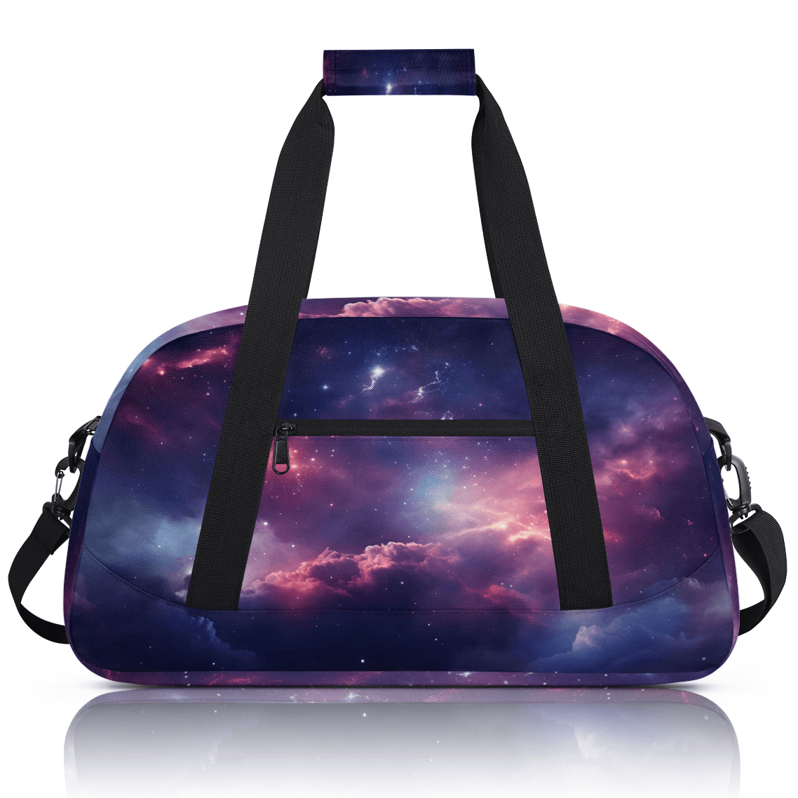 Herdesigns Galaxy Nebula Sports Duffle Bag for Women & Men, Starry Sky Space Universe Gym Bag Dance Bag Overnight Bag Carry On Weekender Travel Bag