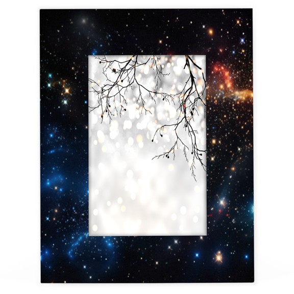 Herdesigns Galaxy Pattern 5x7 Picture Frame, Space Wood Photo Frame for Living Room Bedroom, Vertical & Horizontal Display