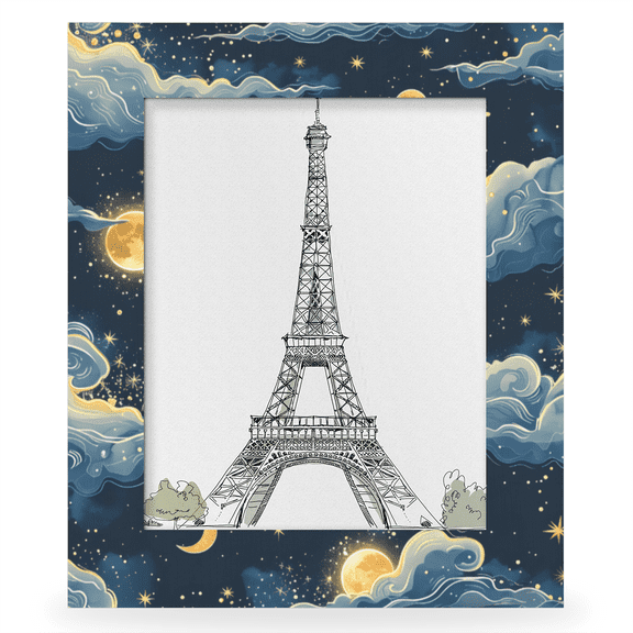 Herdesigns Galaxy Sky 8x10 Picture Frame, Moon Star Wood Photo Frame for Wall & Tabletop, Vertical & Horizontal Display Home Decor