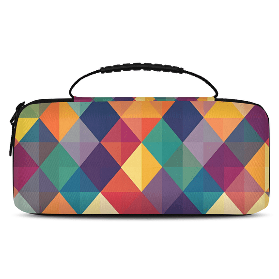 Herdesigns Geometric Printed Carry Case Compatible with Nintendo Switch 2, Protective Travel Switch Carrying Case with 20 Game Card Slots for Switch Console & Accessories,Rainbow Colorful