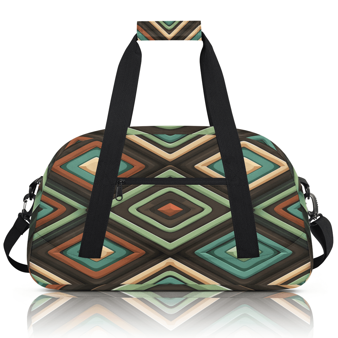 Herdesigns Geometric Shapes Sports Duffle Bag for Women & Men, Mid Century Modern Gym Bag Dance Bag Overnight Bag Carry On Weekender Travel Bag