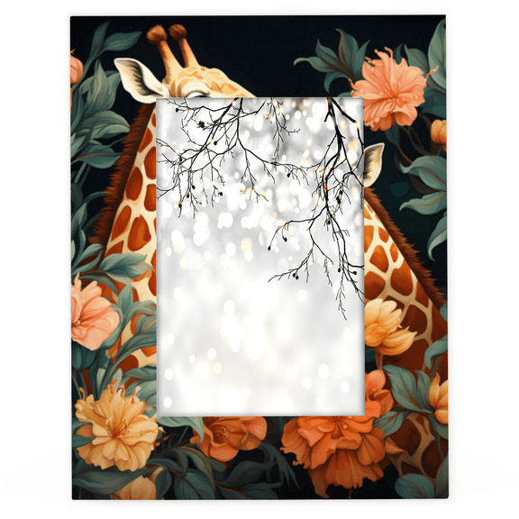 Herdesigns Giraffe 4x6 Picture Frame Animal Theme Wood Photo Frame Table Display or Wall Hanging Decoration for Vertical or Horizontal Display