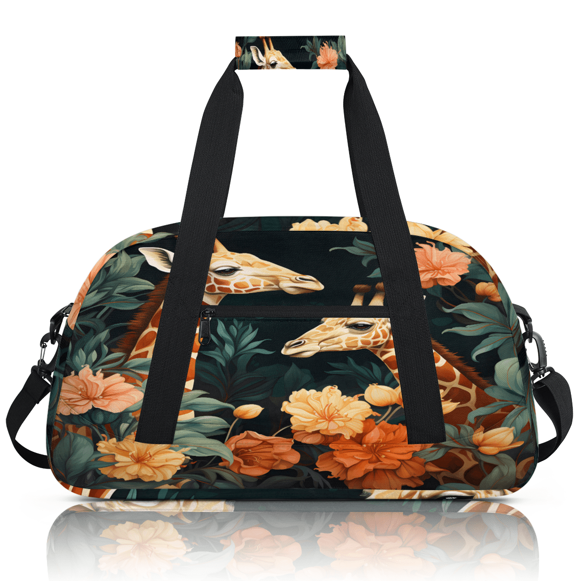 Herdesigns Giraffe Sports Duffle Bag for Women & Men, Animal Theme Gym Bag Dance Bag Overnight Bag Carry On Weekender Travel Bag