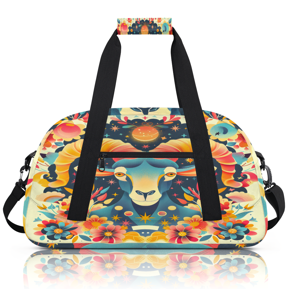 Herdesigns Goat Sports Duffle Bag for Women & Men, Animal Head Gym Bag Dance Bag Overnight Bag Carry On Weekender Travel Bag