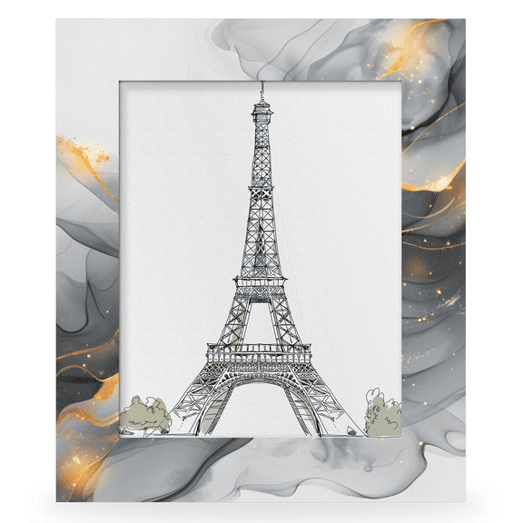 Herdesigns Gold Black Marble 8x10 Picture Frame, Black Grey Modern Abstract Wood Photo Frame for Wall & Tabletop, Vertical & Horizontal Display Home Decor