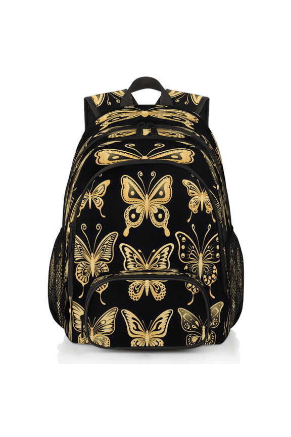 Gold Butterfly Laptop Backpack for Women Men, Work Computer Backpacks, 18.3 Inch Large Computer Nurse Teacher Bags Travel Casual Daypack
