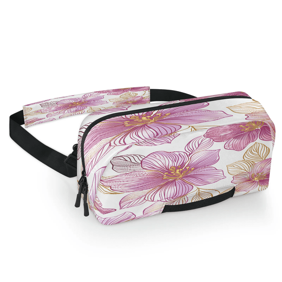 Herdesigns Gold Purple Flowers Carrying Case Bag for Gaming Console, Waterproof Travel Crossbody Sling Bag Compatible with Nintendo Switch 2, Adjustable Shoulder Strap Chest Bag, Floral